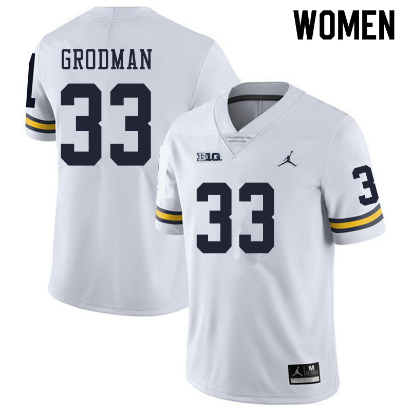 Women #33 Louis Grodman Michigan Wolverines College Football Jerseys Sale-White